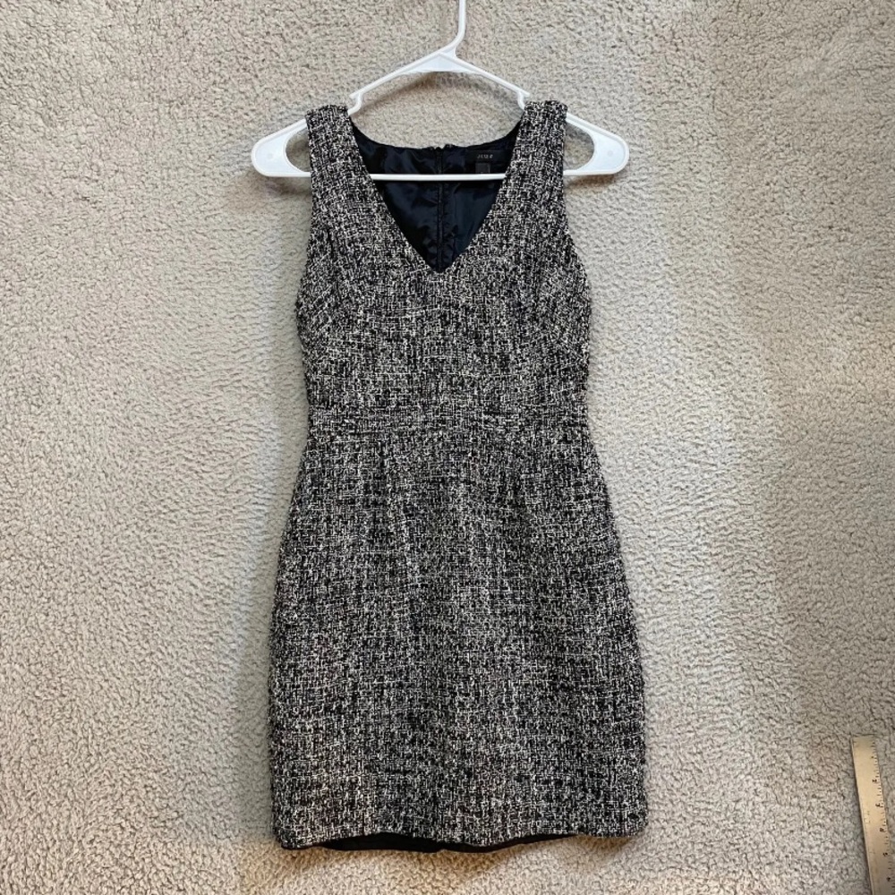 J.Crew Womens  Size 0 V Neck Black and White Sleeveless Short Dress Sz 0